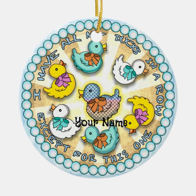 Ankor i en rad anka julgransprydnad keramik (Framsidan)