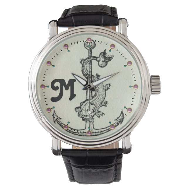 ANKOR MED FISK NAUTICAL MONOGRAM ARMBANDSUR (Framsida)