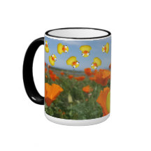 ankor studsar i en skugga av vallmoväxter