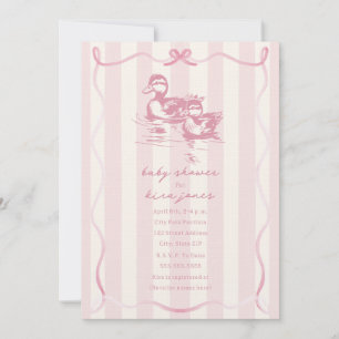 Ankor Woodland Bow Doodle Rosa Baby Shower Inbjudningar