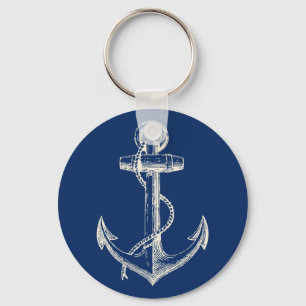 Ankra marinblå vit för den nautiska Keychain gåvan Nyckelring
