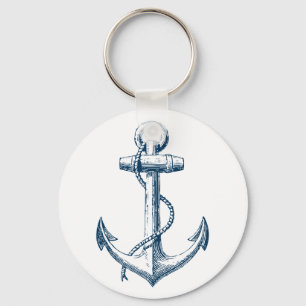 Ankra marinblå vit för den nautiska Keychain Nyckelring