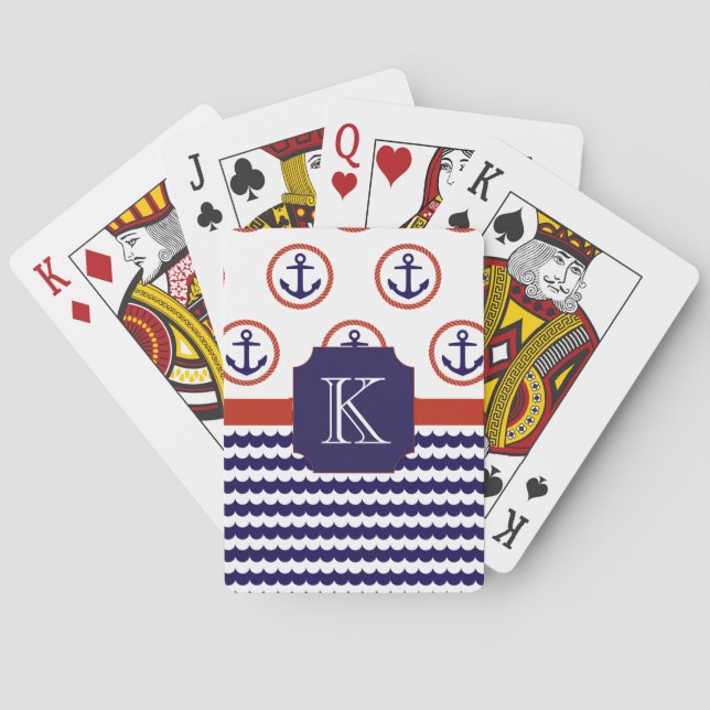 Ankra monogramen som leker kort spel kort (Baksidan)