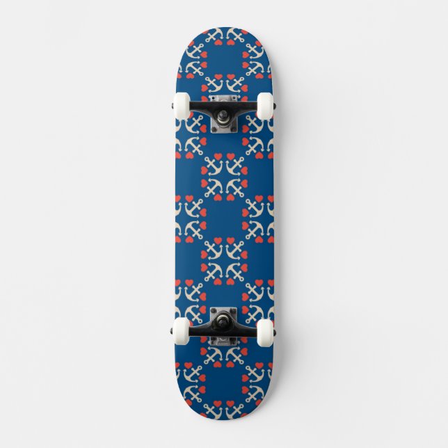 Ankra och hjärtamönster skateboard bräda 19,5 cm (Framsida)