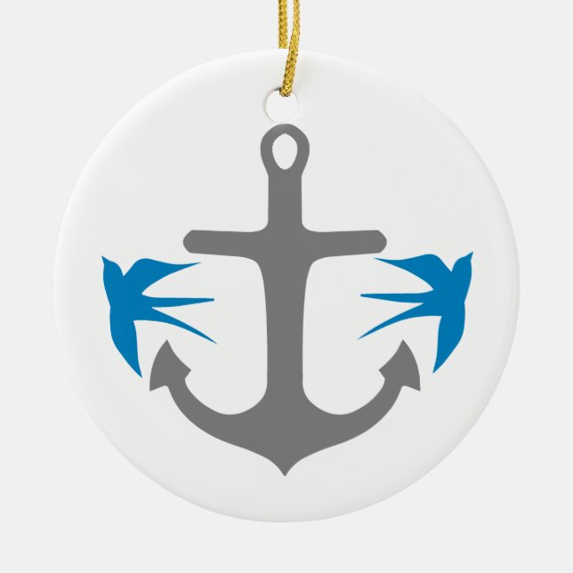 Ankra och svalor julgransprydnad keramik (Framsidan)