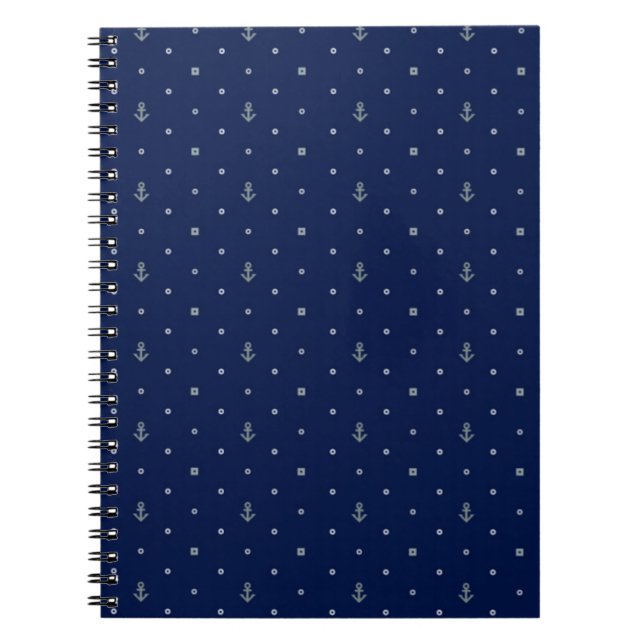 Ankra polka dotsmönster anteckningsbok med spiral (Framsidan)