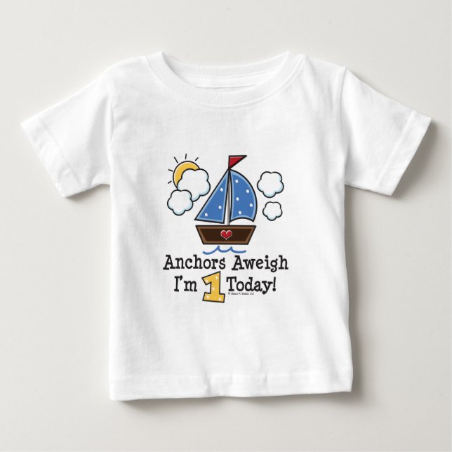 Ankrar den 1st födelsedagT-tröja för den Aweigh Tee Shirt (Framsida)