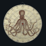 Ankrar den bruna bläckfisken för vintage med darttavla<br><div class="desc">Denna härliga antika bläckfiskdrawing* från det 19th århundradet har varit recolored brunt, och förlagt på en bedrövad beige för söt lätt - bruntet -/grungebakgrund med en svimma ankra mönster. Resultatet är en original- dartboard som matchar ditt nautiskt och, sätter på land den hem- dekoren för temat. Finare, Victorianbläckfisk har överflöd...</div>