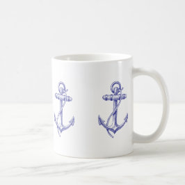 Ankrar den nautiska kaffekoppen för blått och för kaffemugg