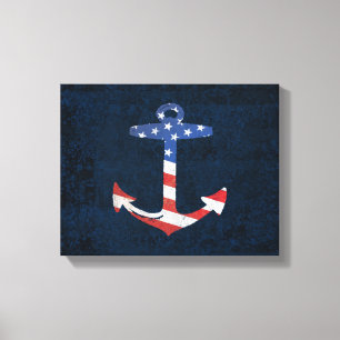 Ankrar den patriotiska amerikanska flaggan för canvastryck