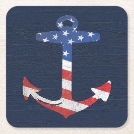 Ankrar den patriotiska amerikanska flaggan för underlägg papper kvadrat