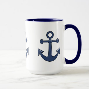Ankrar det nautiska fartyget för 3 blått mugg