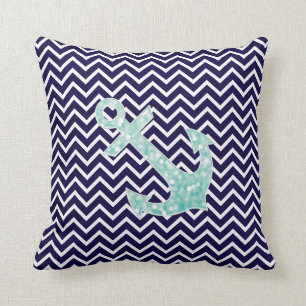 Ankrar nautiska glitterSparkles för Aqua och för Kudde