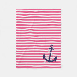 Ankrar nautiska randar för shock rosa med fleecefilt