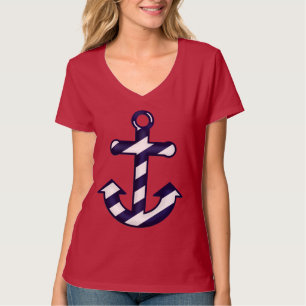 Ankrar randigt nautiskt för blått & för vit tee shirt