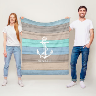 Ankrar Wood nautiska randar för den lantliga Fleecefilt