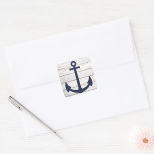 Ankrat i Kärlek Rustic Nautical Anchor Fyrkantigt Klistermärke