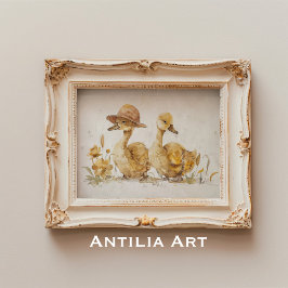 Ankunge Akvarellmålning Ankbondegård Djur Poster