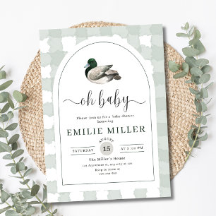 Ankunge Baby Shower Inbjudan, Neutral Grön Inbjudningar