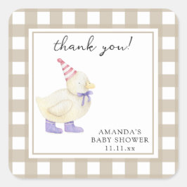Ankunge Babyshower Vikt Tackkort Fyrkantigt Klistermärke