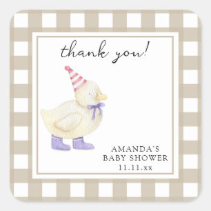 Ankunge Babyshower Vikt Tackkort Fyrkantigt Klistermärke