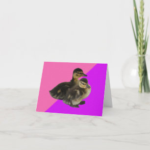 Ankungen på rosa hallon och lila sorbet tack kort