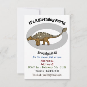 Ankylosaurus bepansrade dinosauriillustration inbjudningar