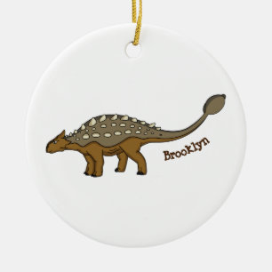 Ankylosaurus bepansrade dinosauriillustration julgransprydnad keramik