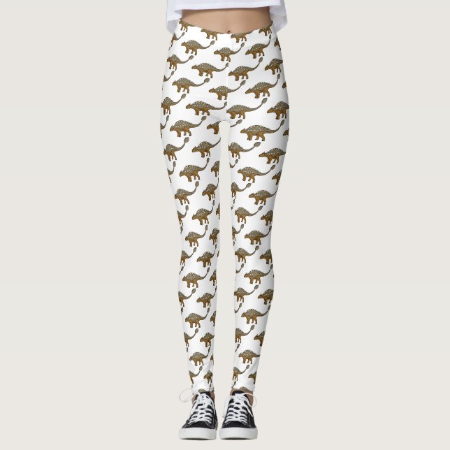Ankylosaurus bepansrade dinosauriillustration leggings (Framsida)