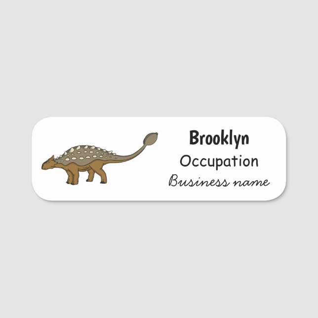 Ankylosaurus bepansrade dinosauriillustration namnbricka (Framsida)