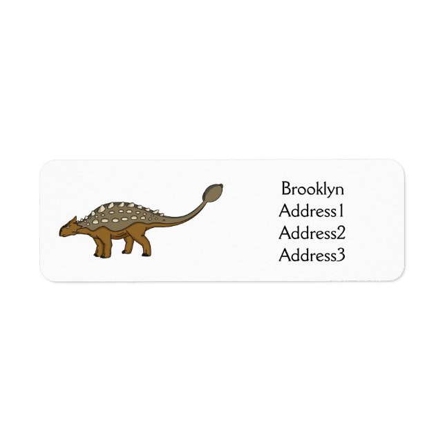 Ankylosaurus bepansrade dinosauriillustration returadress etikett (Framsidan)