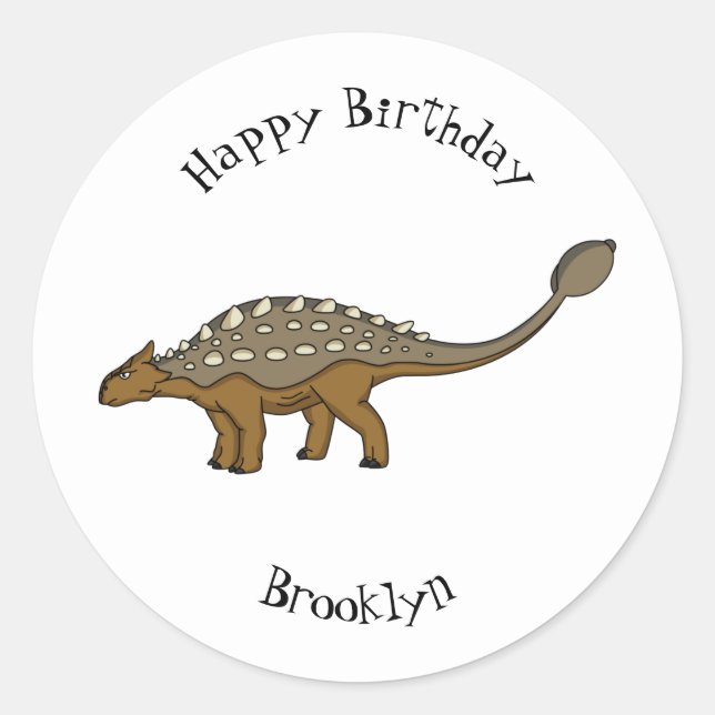 Ankylosaurus bepansrade dinosauriillustration runt klistermärke (Framsida)