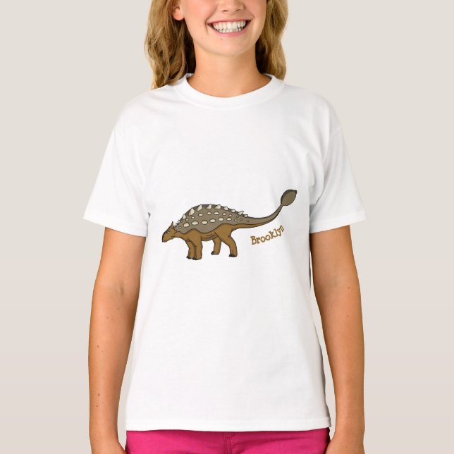 Ankylosaurus bepansrade dinosauriillustration t shirt (Framsida)
