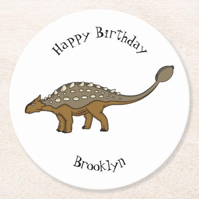 Ankylosaurus bepansrade dinosauriillustration underlägg papper rund (Framsidan)