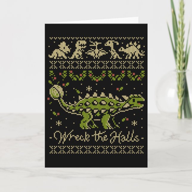 Ankylosaurus Dinosaur Christmas Sweater  Kort (Framsida)