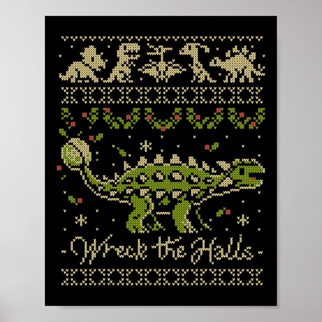 Ankylosaurus Dinosaur Christmas Sweater  Poster (Framsidan)