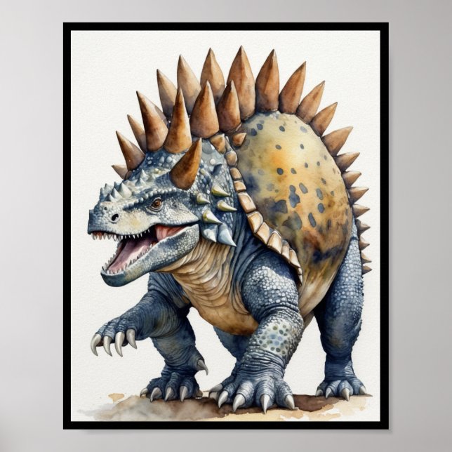 Ankylosaurus Dinosaur Watercolor-målning Poster (Framsidan)