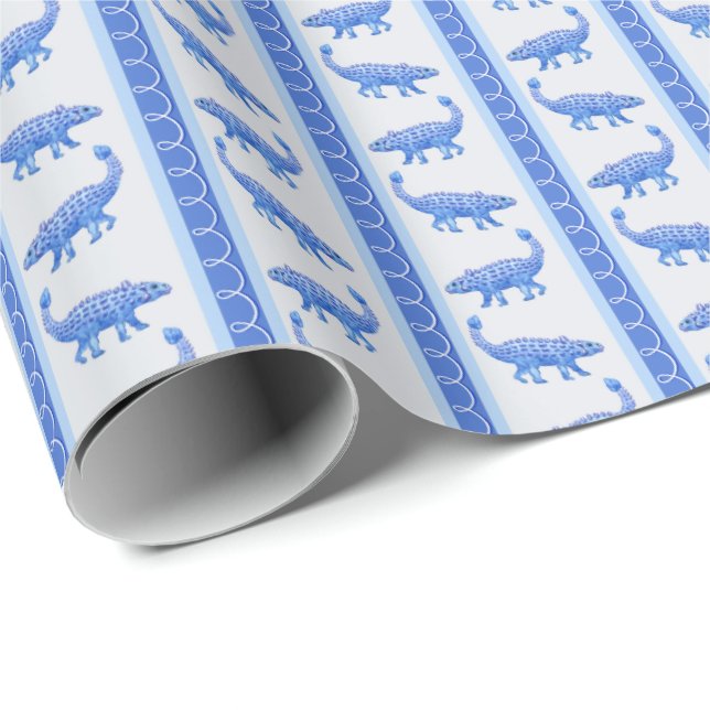 Ankylosaurus-ränder  presentpapper (Rullad Hörn)