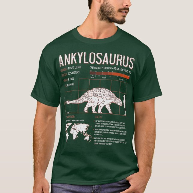 Ankylosaurus T Shirt - Vuxen Kids Dinosaur Shirt (Framsida)
