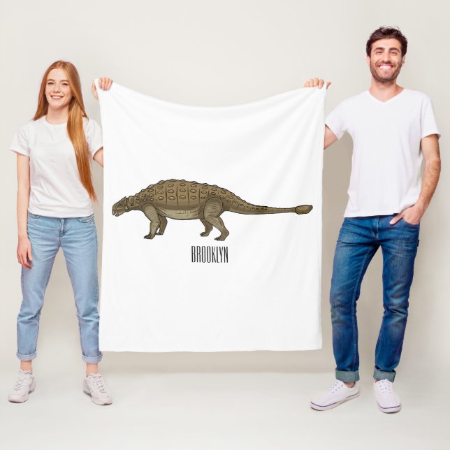 Ankylosaurus tecknad illustration fleecefilt (På plats)