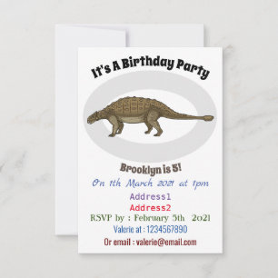 Ankylosaurus tecknad illustration inbjudningar