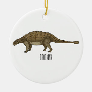 Ankylosaurus tecknad illustration julgransprydnad keramik