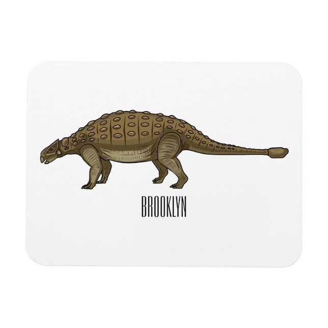 Ankylosaurus tecknad illustration magnet (Horisontell)