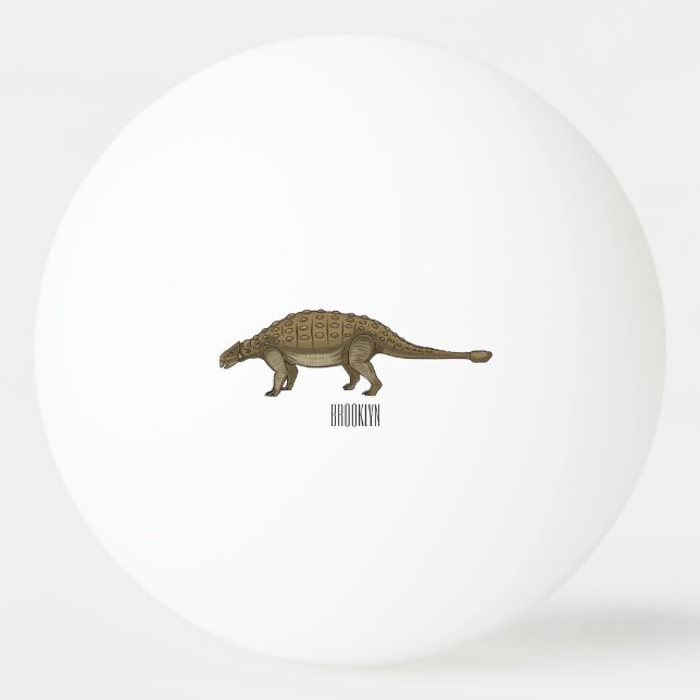 Ankylosaurus tecknad illustration pingisboll (Framsidan)