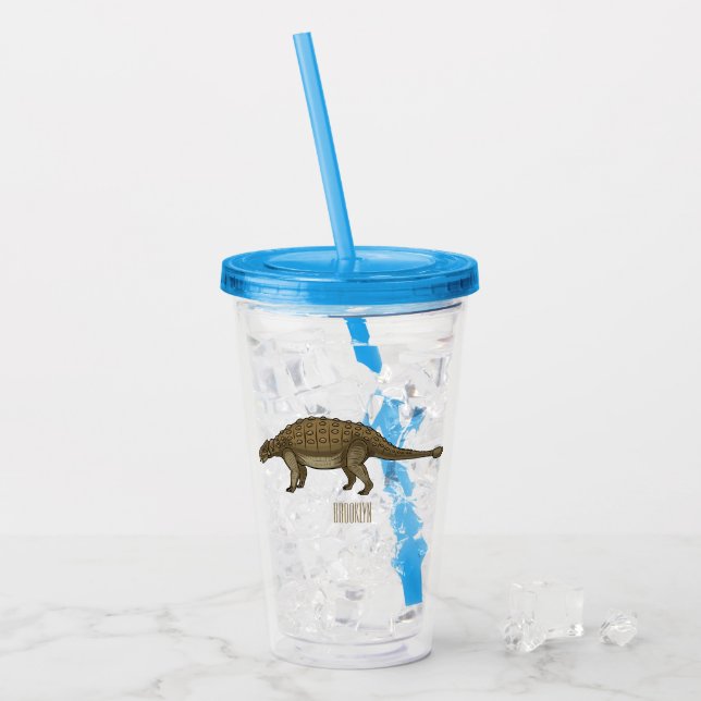 Ankylosaurus tecknad illustration take away mugg (Framsida Ice)