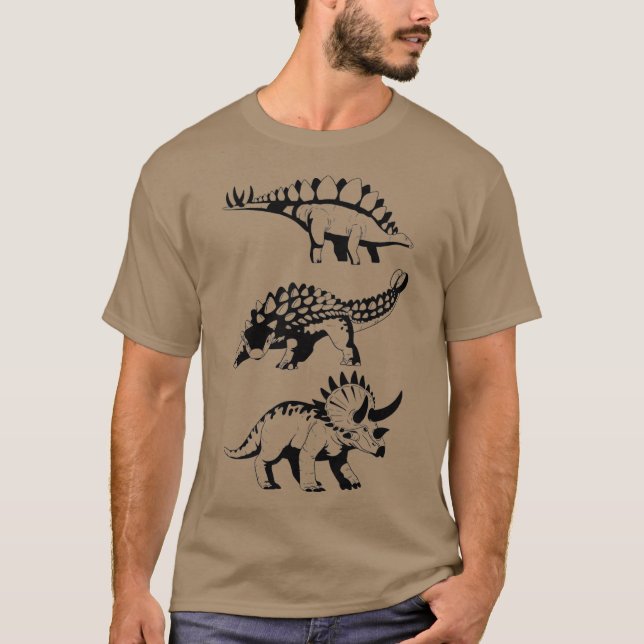 AnkyloSaurus Triceratops Stegosaurus Dinosaur T Shirt (Framsida)
