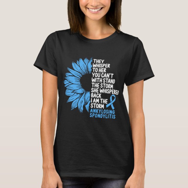 Ankylosing Spondylitis Awareness Blue Ribbon Storm T Shirt (Framsida)