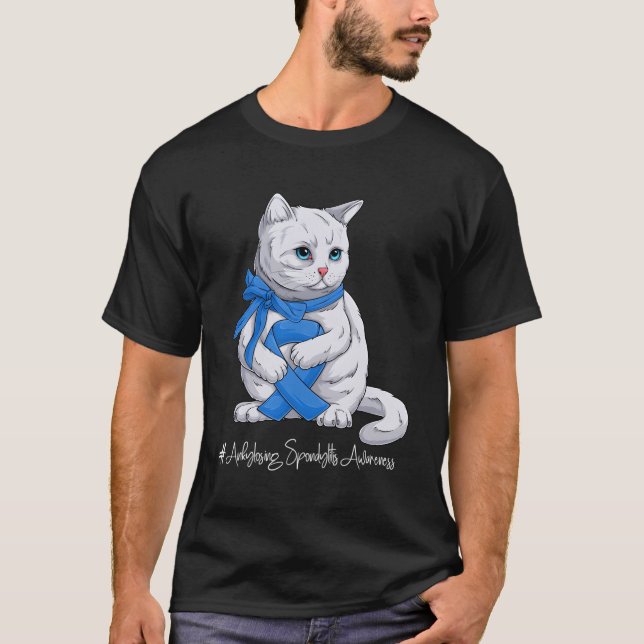 Ankylosing Spondylitis Awareness Month Blue Ribbon T Shirt (Framsida)