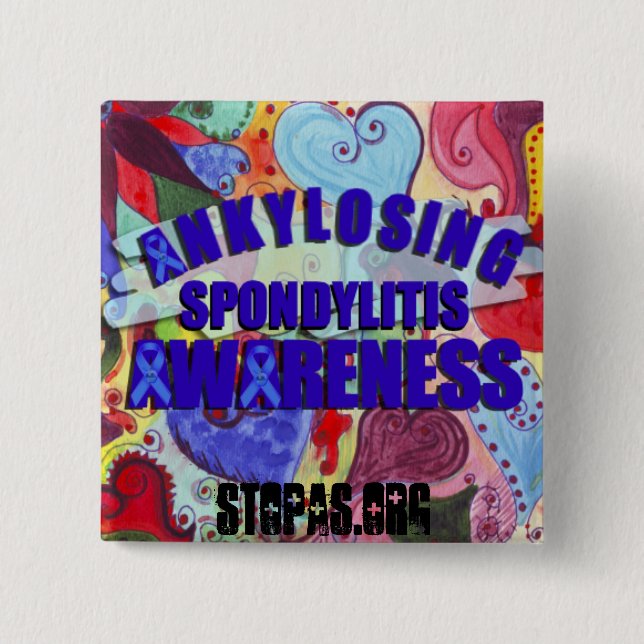 Ankylosing Spondylitis medvetenhet Sq LoveButton Knapp (Framsida)