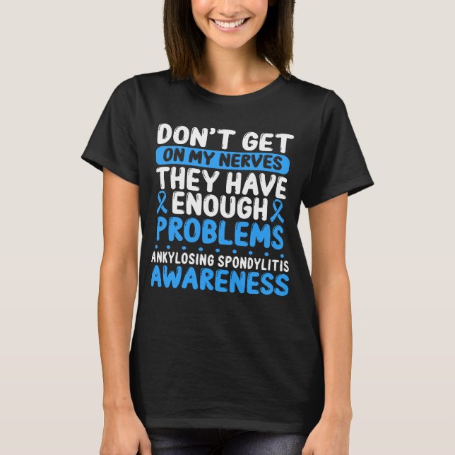 Ankylosing Spondylitis Ribbon Blue AS Awareness T Shirt (Framsida)